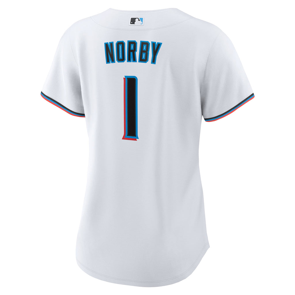 Women's Miami Marlins Connor Norby Nike White Home Replica Jersey