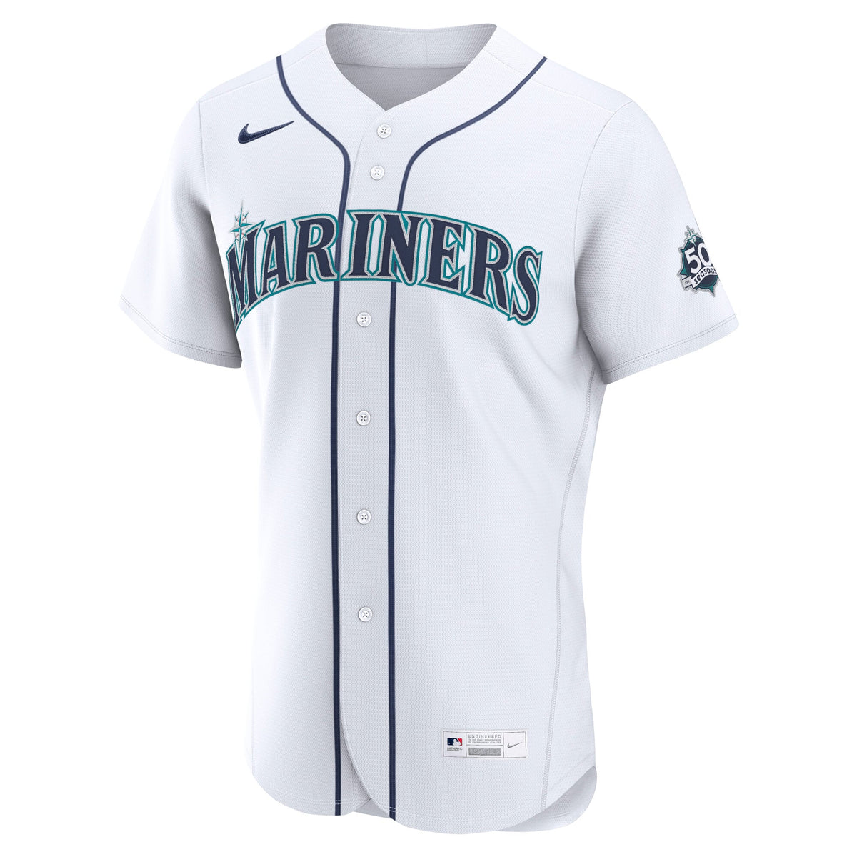 Men's Seattle Mariners George Kirby Nike White Home 50th Season Authentic Jersey