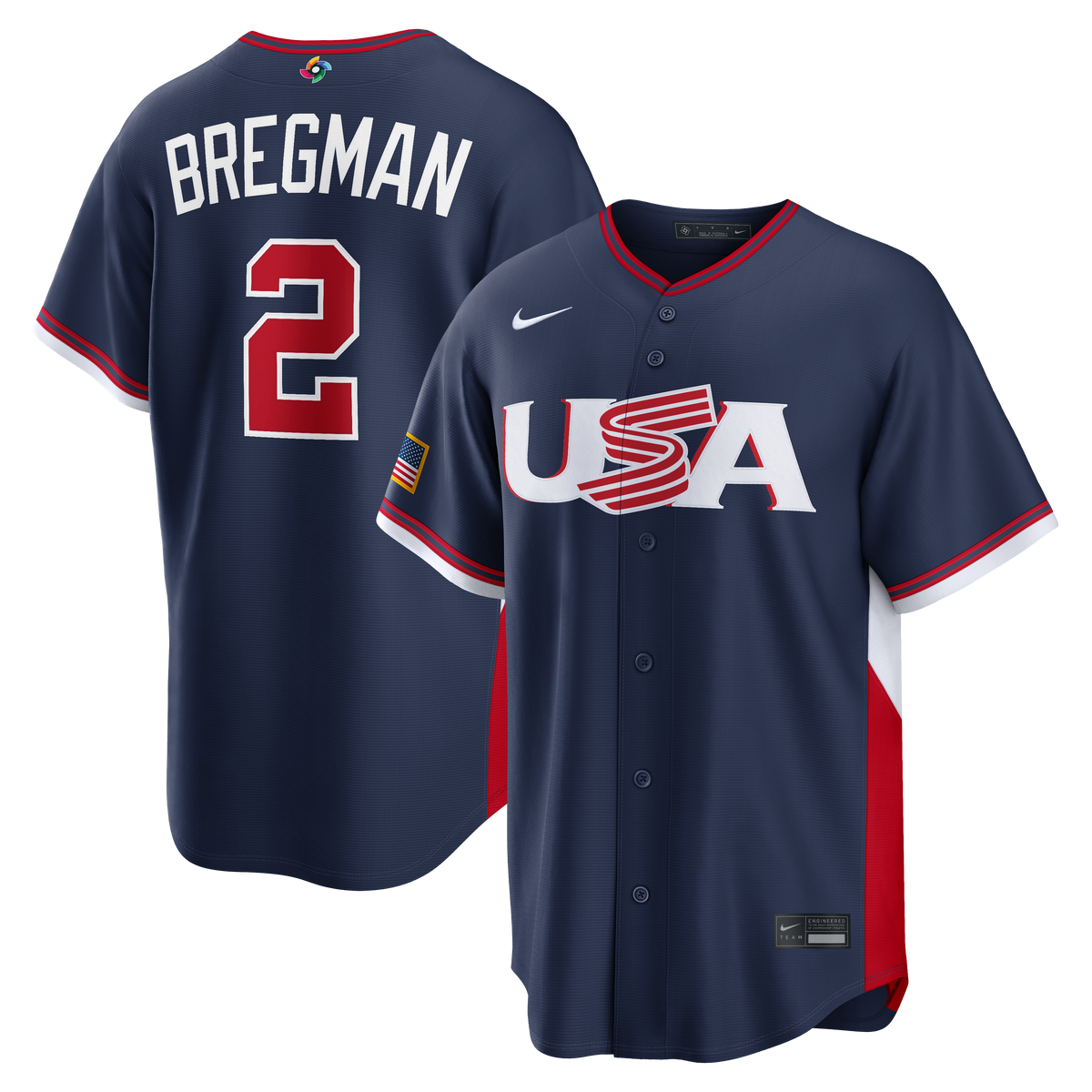 Men's USA Baseball Alex Bregman Nike White 2026 World Baseball Classic Home Stadium Jersey