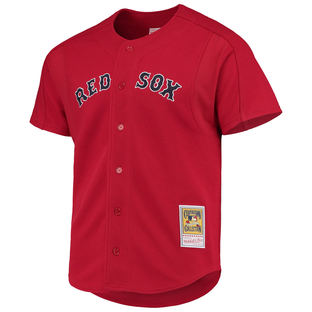 Men's Boston Red Sox David Ortiz Mitchell & Ness Red Cooperstown Collection Mesh Batting Practice Button-Up Jersey