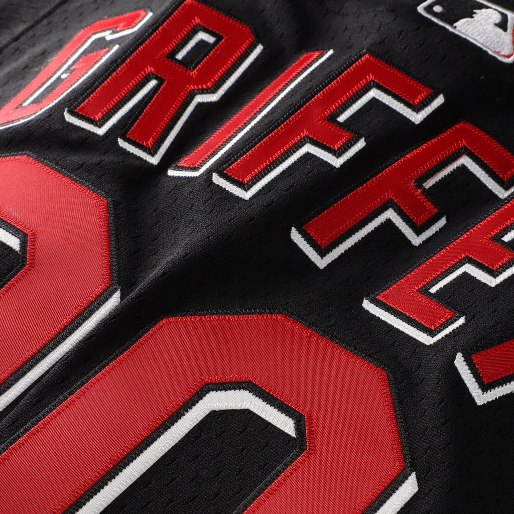 Men's Cincinnati Reds Ken Griffey Jr. Mitchell & Ness Black Big & Tall Cooperstown Mesh Batting Practice Jersey