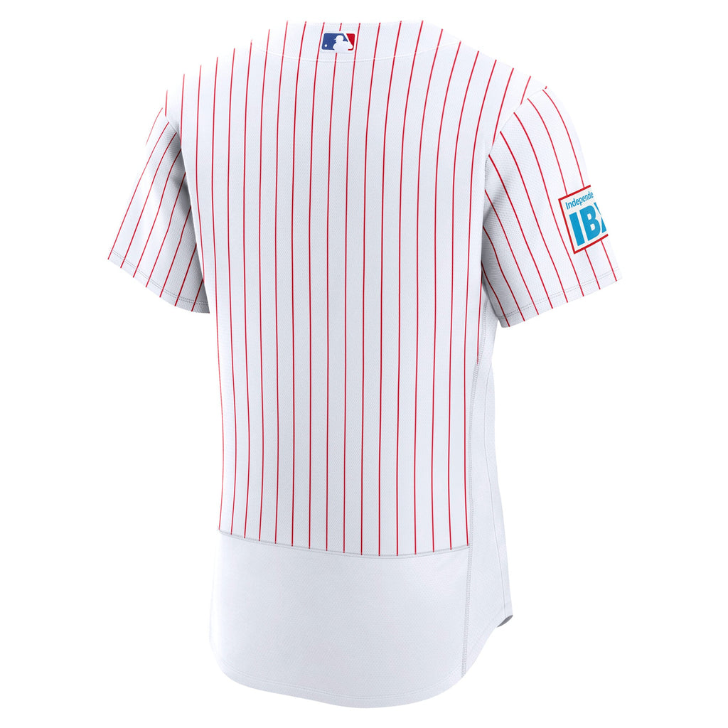 Men's Philadelphia Phillies Nike White Home Sponsor Patch Authentic Jersey