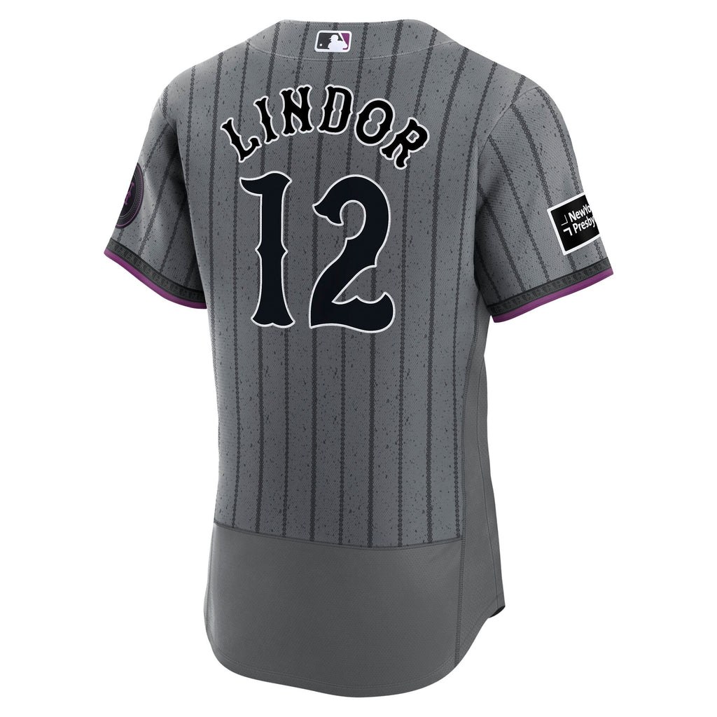 Men's New York Mets Francisco Lindor Nike Gray City Connect Authentic Sponsor Patch Jersey