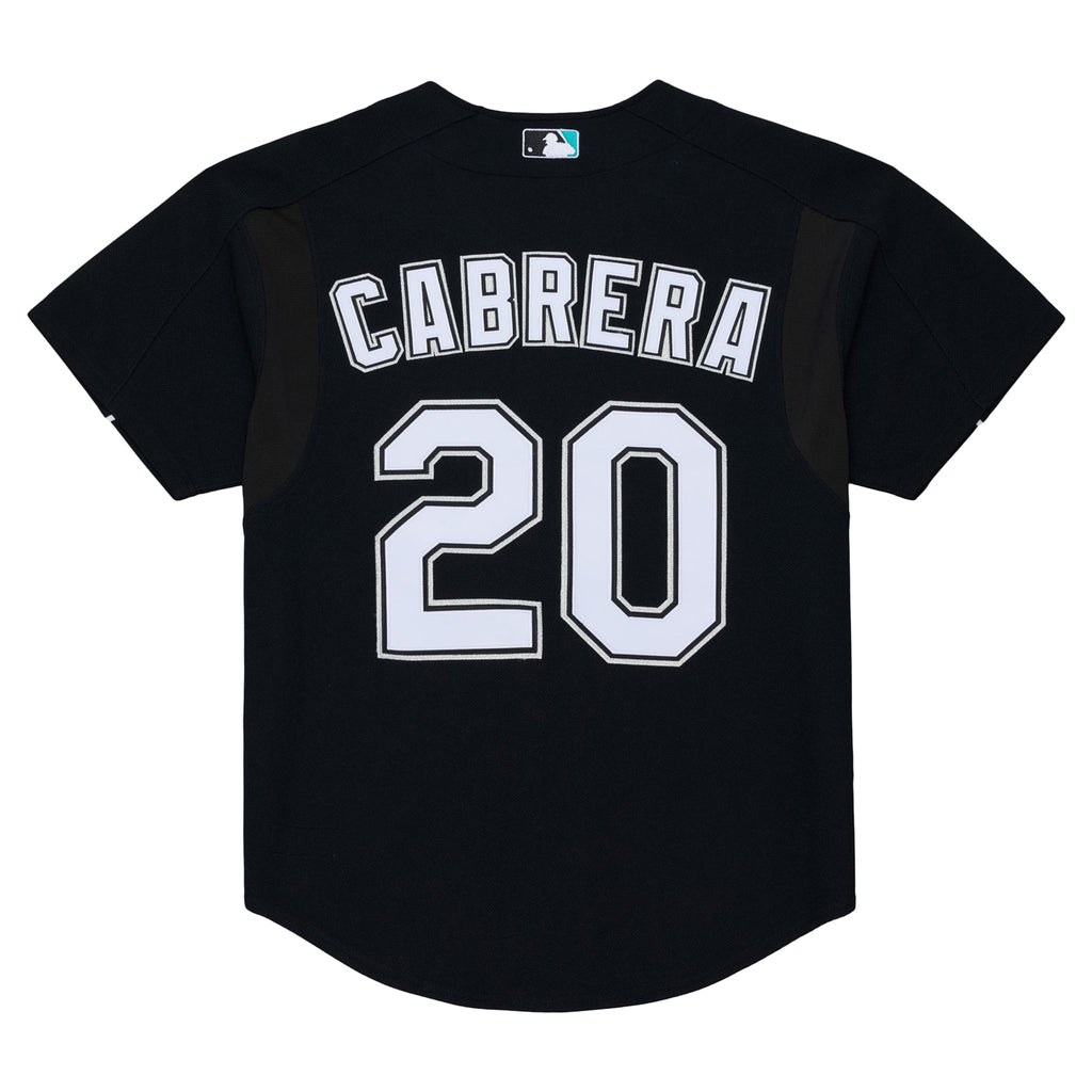 Men's Florida Marlins Miguel Cabrera Mitchell & Ness Black 2003 Cooperstown Mesh Batting Practice Button-Up Jersey
