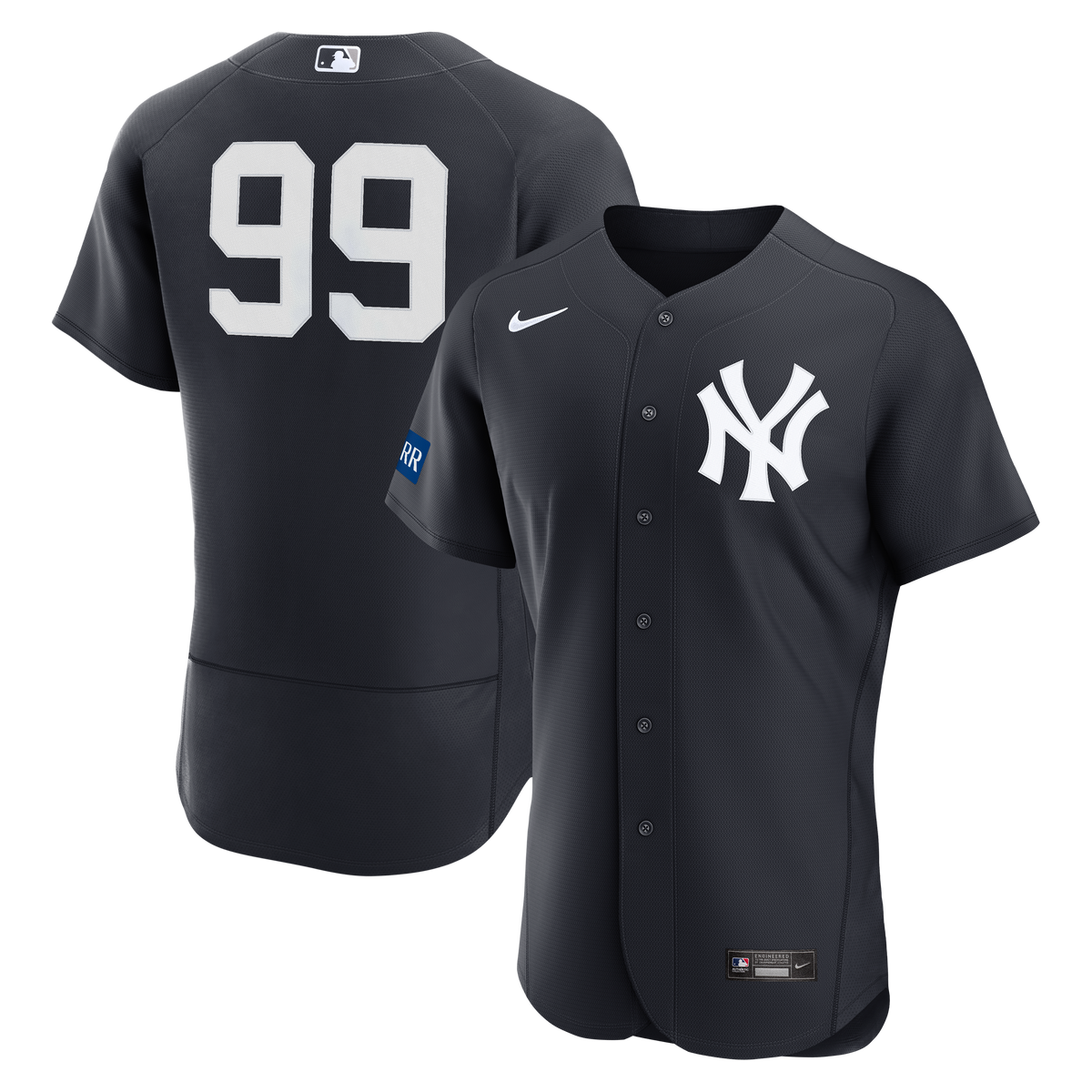 Men's New York Yankees Aaron Judge Nike White Home Authentic Sponsor Patch Jersey