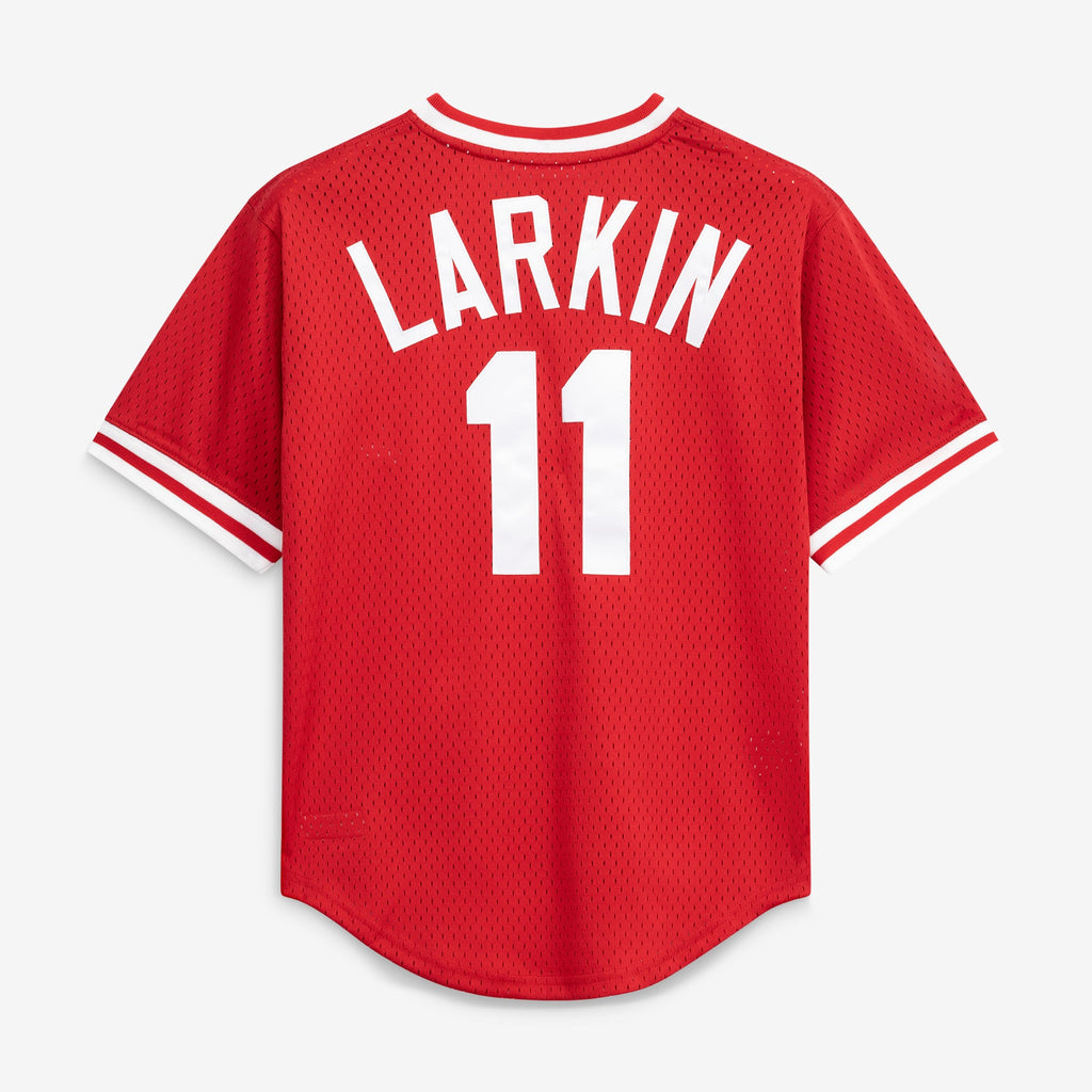 Men's Cincinnati Reds Barry Larkin Mitchell & Ness Red Authentic Batting Practice Jersey