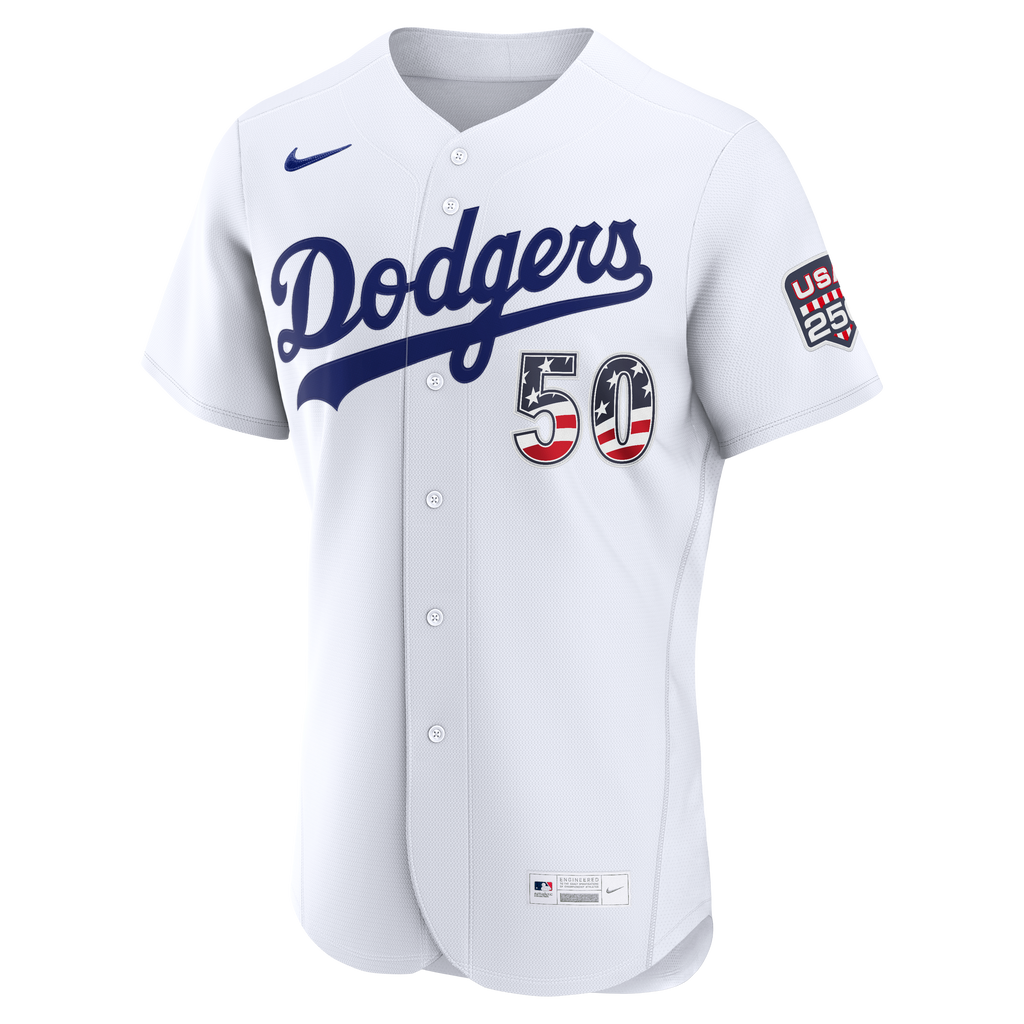Fourth of July Men's Los Angeles Dodgers Mookie Betts Nike White USA 250 Authentic Jersey