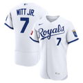 Men's Kansas City Royals Bobby Witt Jr. Nike White Home Authentic Sponsor Patch Jersey