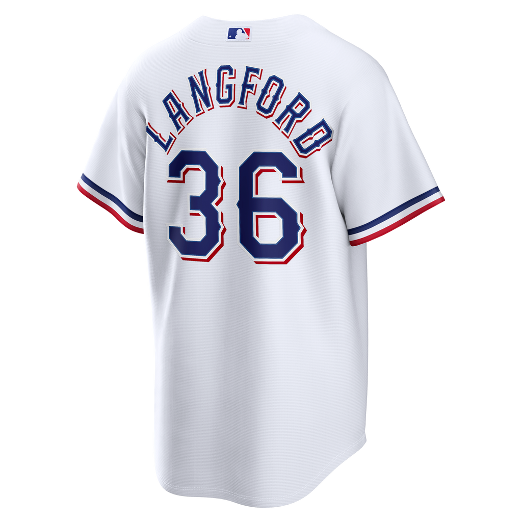 Men's Texas Rangers Wyatt Langford Nike White Home Replica Jersey