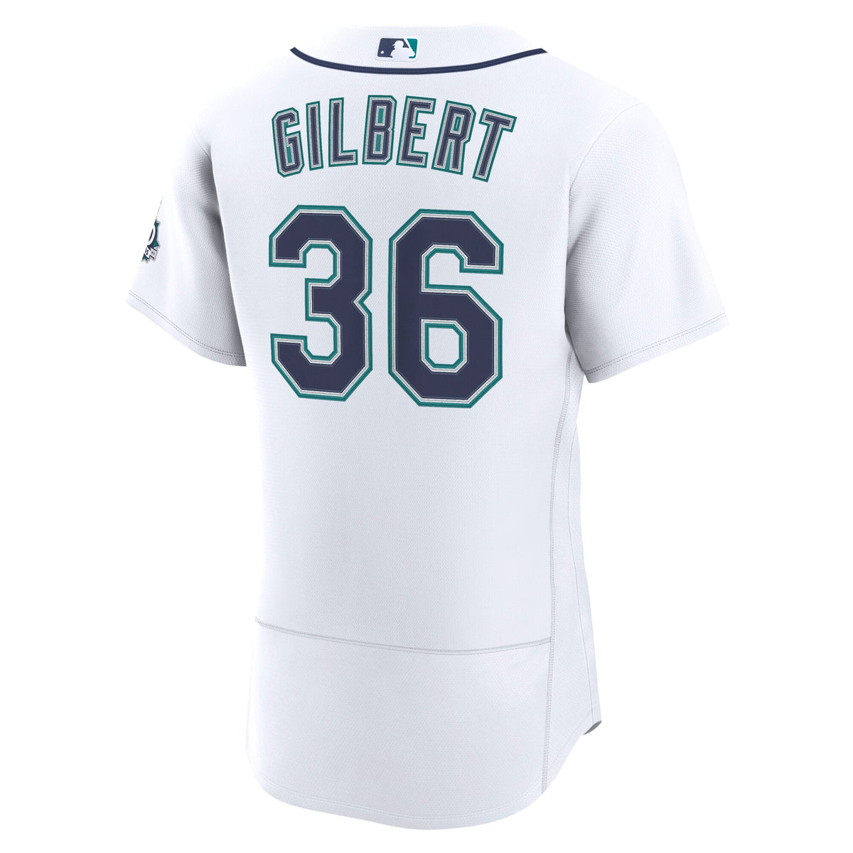 Men's Seattle Mariners Logan Gilbert Nike White Home 50th Season Authentic Jersey