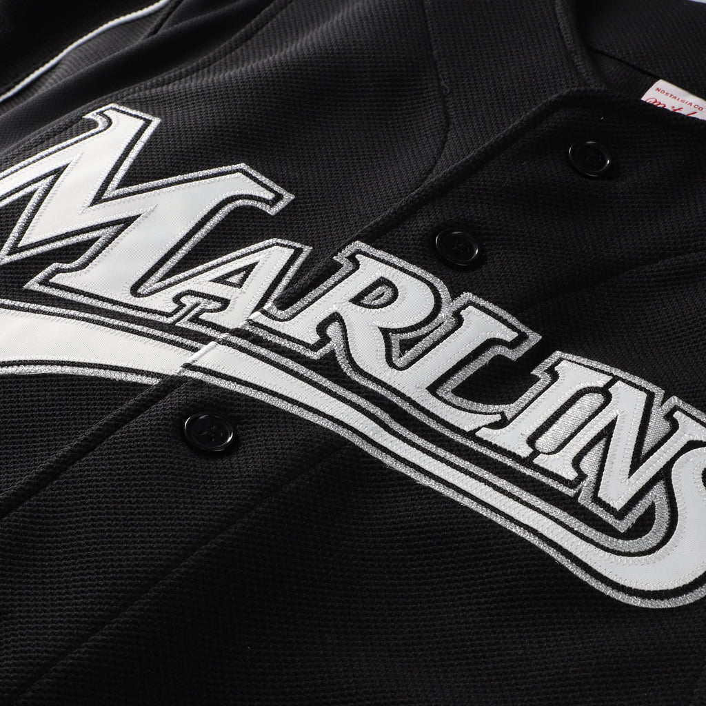 Men's Florida Marlins Dontrelle Willis Mitchell & Ness Black Cooperstown Collection Mesh Batting Practice Button-Up Jersey