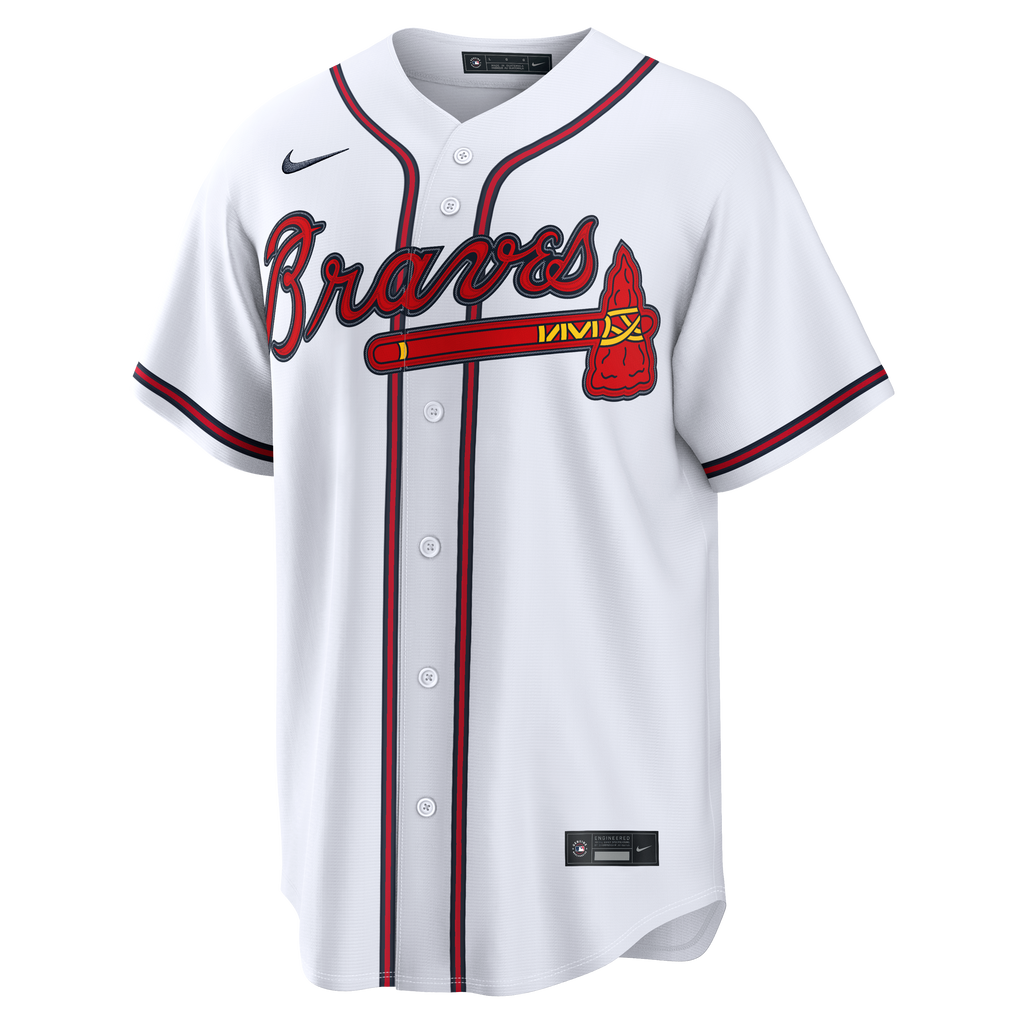 Men's Atlanta Braves Lane Thomas Nike White Home Replica Jersey