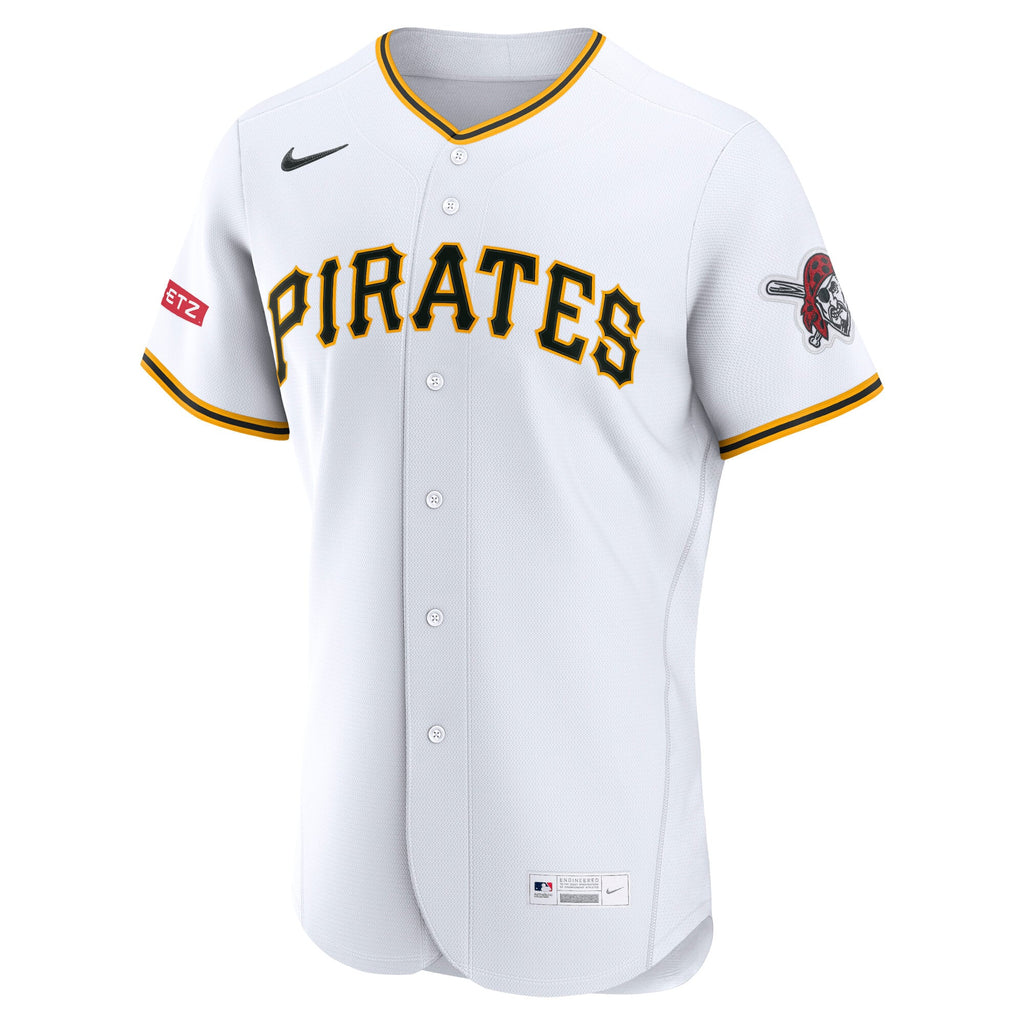 Men's Pittsburgh Pirates Nike White Home Sponsor Patch Authentic Jersey