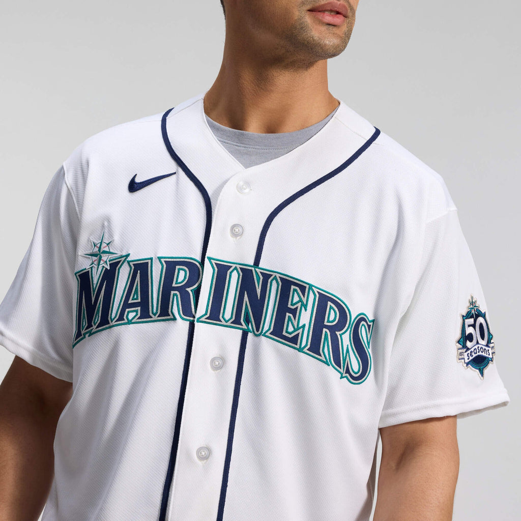 Men's Seattle Mariners  Nike White 50th Anniversary Patch Home Authentic Jersey