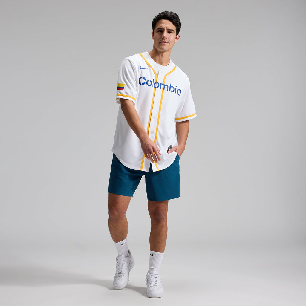 Men's Colombia Baseball Nike White 2026 World Baseball Classic Home Stadium Jersey