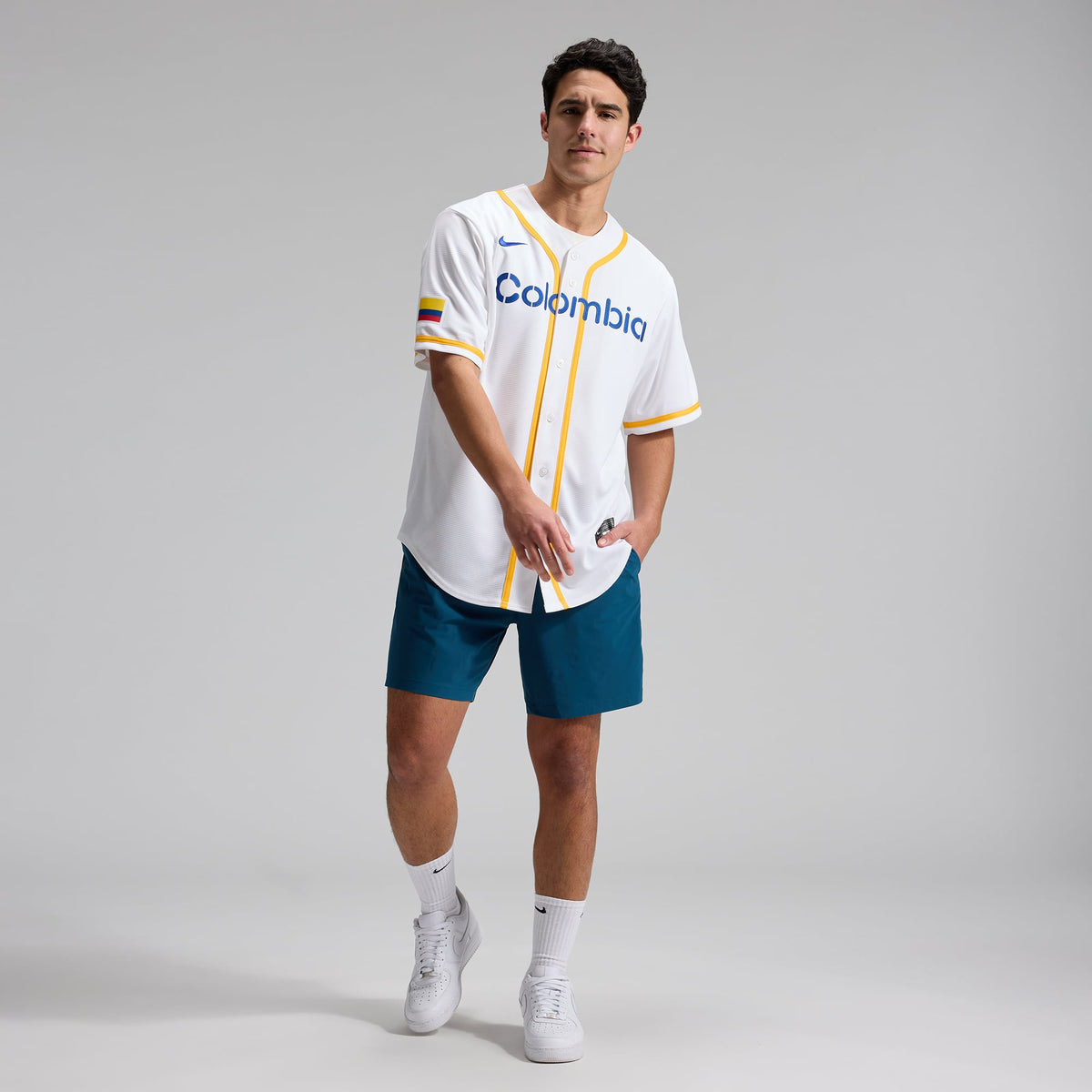 Men's Colombia Baseball Nike White 2026 World Baseball Classic Home Stadium Jersey