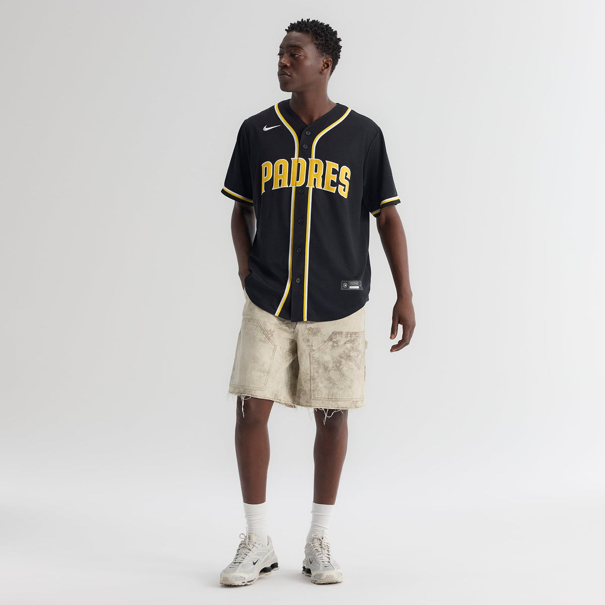 Men's San Diego Padres Jackson Merrill Nike Fashion Replica Black Out Jersey