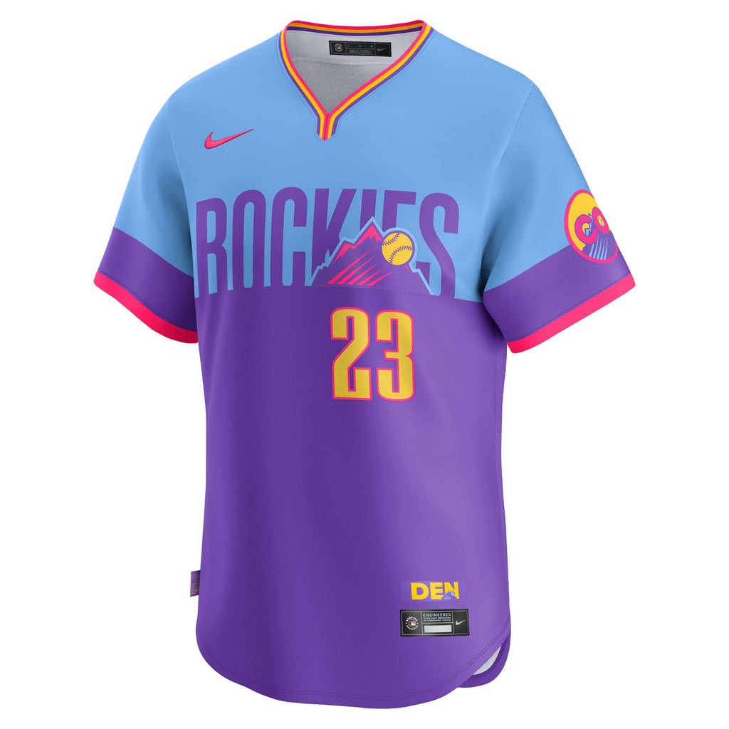 Men's Colorado Rockies Kris Bryant Nike Purple/Light Blue 2025 City Connect Limited Player Jersey