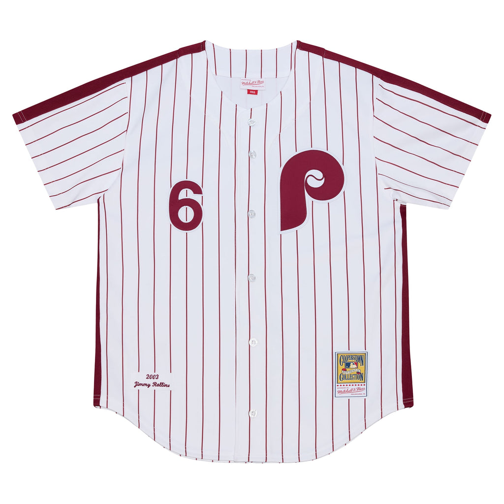 Men's Philadelphia Phillies Jimmy Rollins Mitchell & Ness White 2003 Cooperstown Collection Authentic Jersey