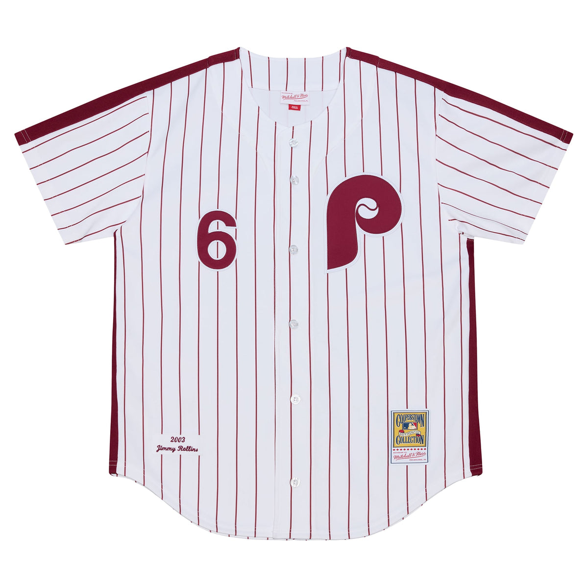 Men's Philadelphia Phillies Jimmy Rollins Mitchell & Ness White 2003 Cooperstown Collection Authentic Jersey