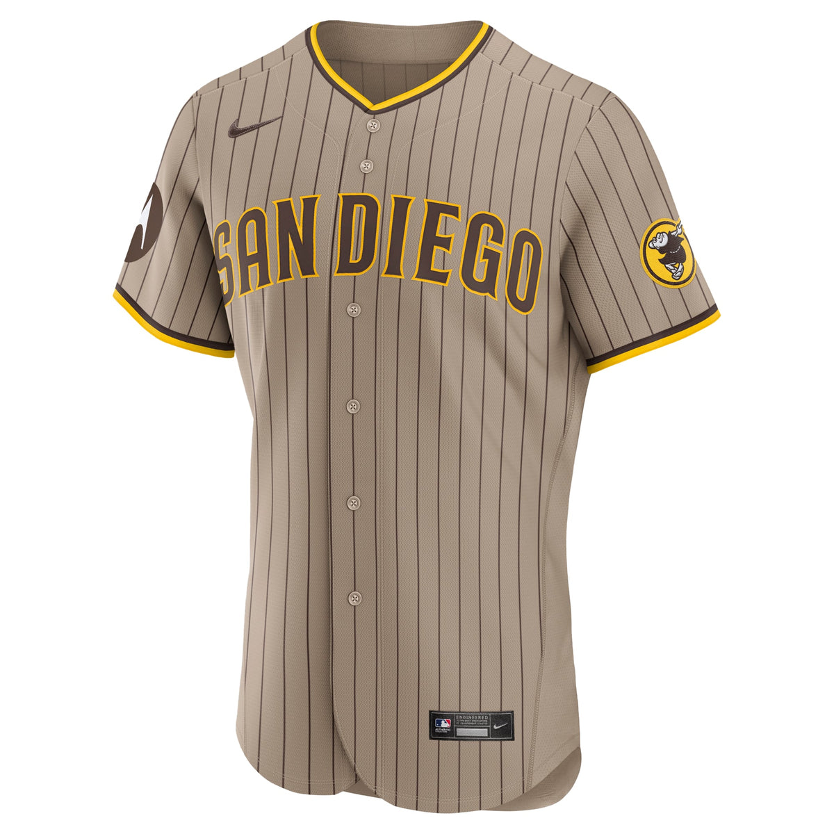 Men's San Diego Padres Nike Khaki Alternate Sponsor Patch Authentic Jersey