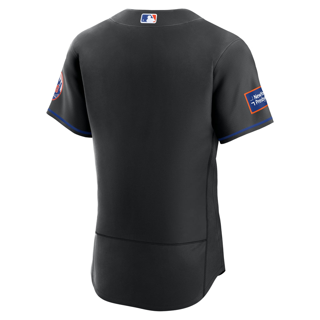 Men's New York Mets Nike Black Alternate Sponsor Patch Authentic Jersey