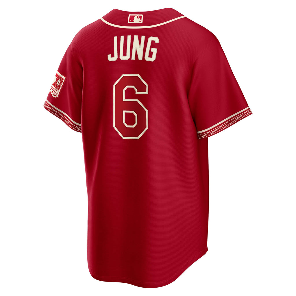 Men's Texas Rangers Josh Jung Nike Red 2026 City Connect Stadium Jersey
