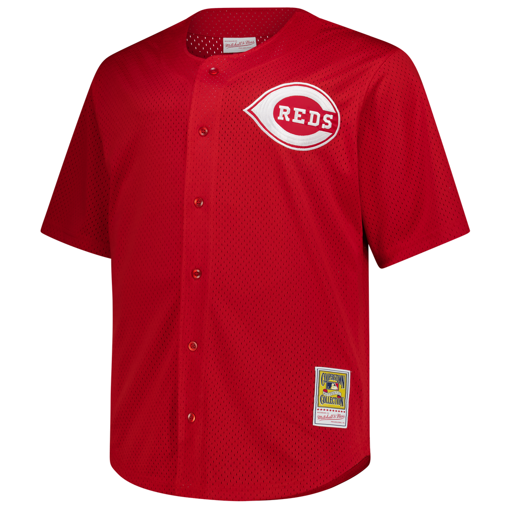 Men's Cincinnati Reds Deion Sanders Mitchell & Ness Red Big & Tall Cooperstown Mesh Batting Practice Jersey