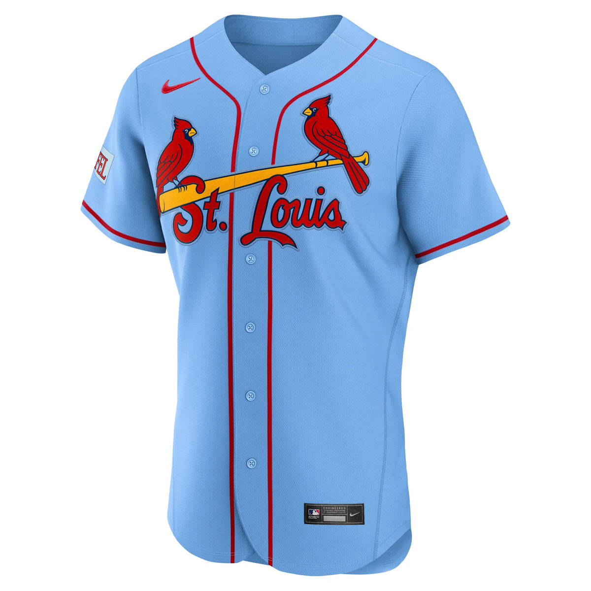 Men's St. Louis Cardinals Nike Light Blue Alternate Sponsor Patch Authentic Jersey
