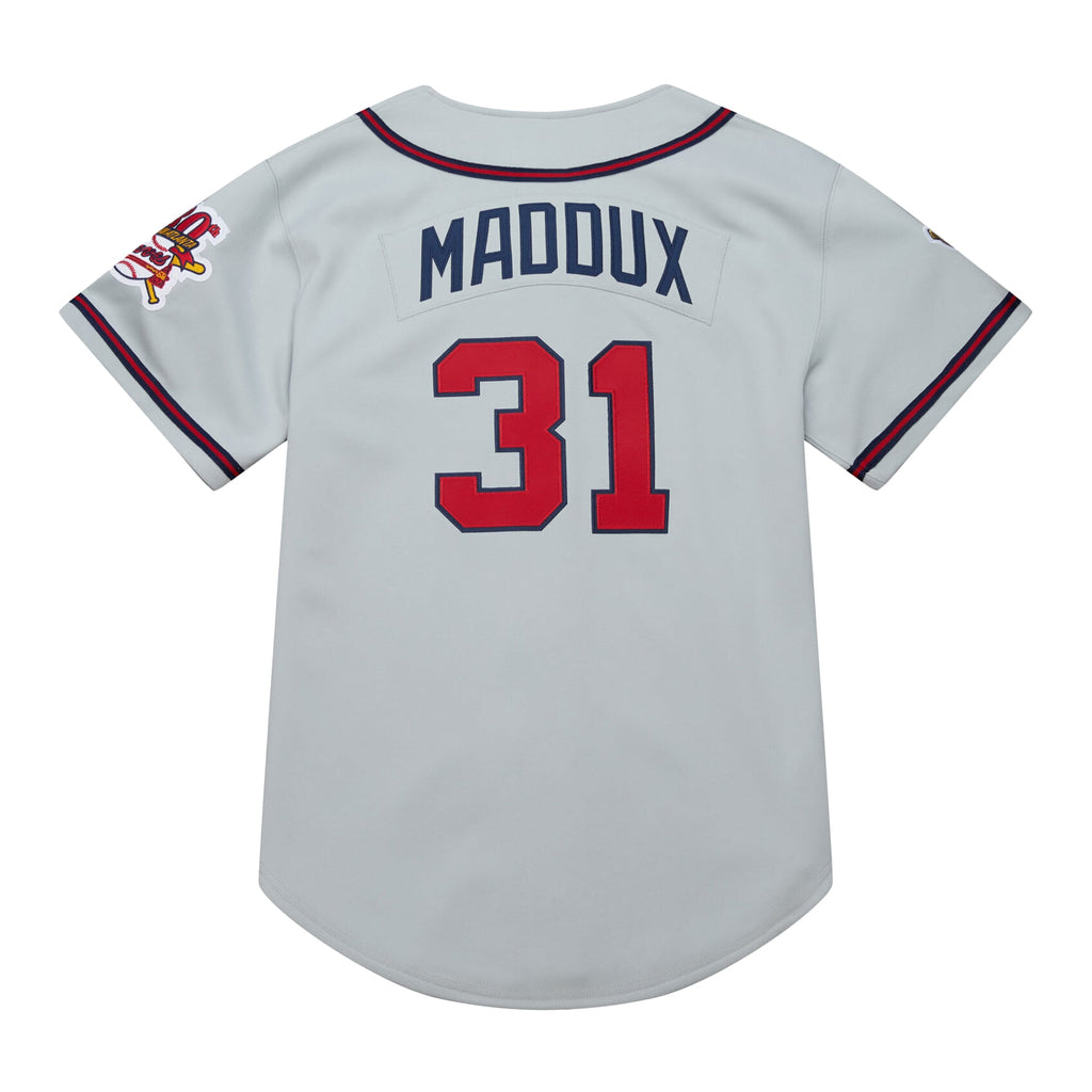 Men's Atlanta Braves Greg Maddux Mitchell & Ness Gray 1995 Throwback Authentic Jersey