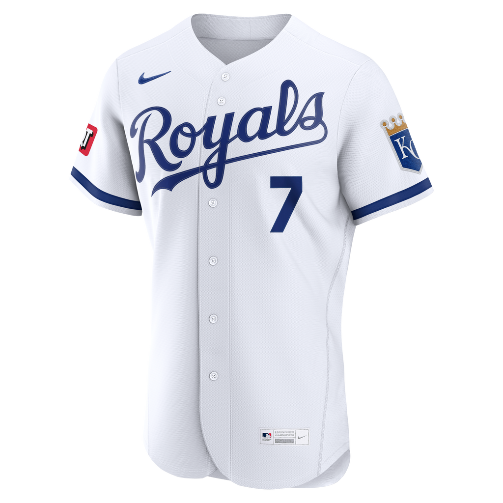 Men's Kansas City Royals Bobby Witt Jr. Nike White Home Authentic Sponsor Patch Jersey