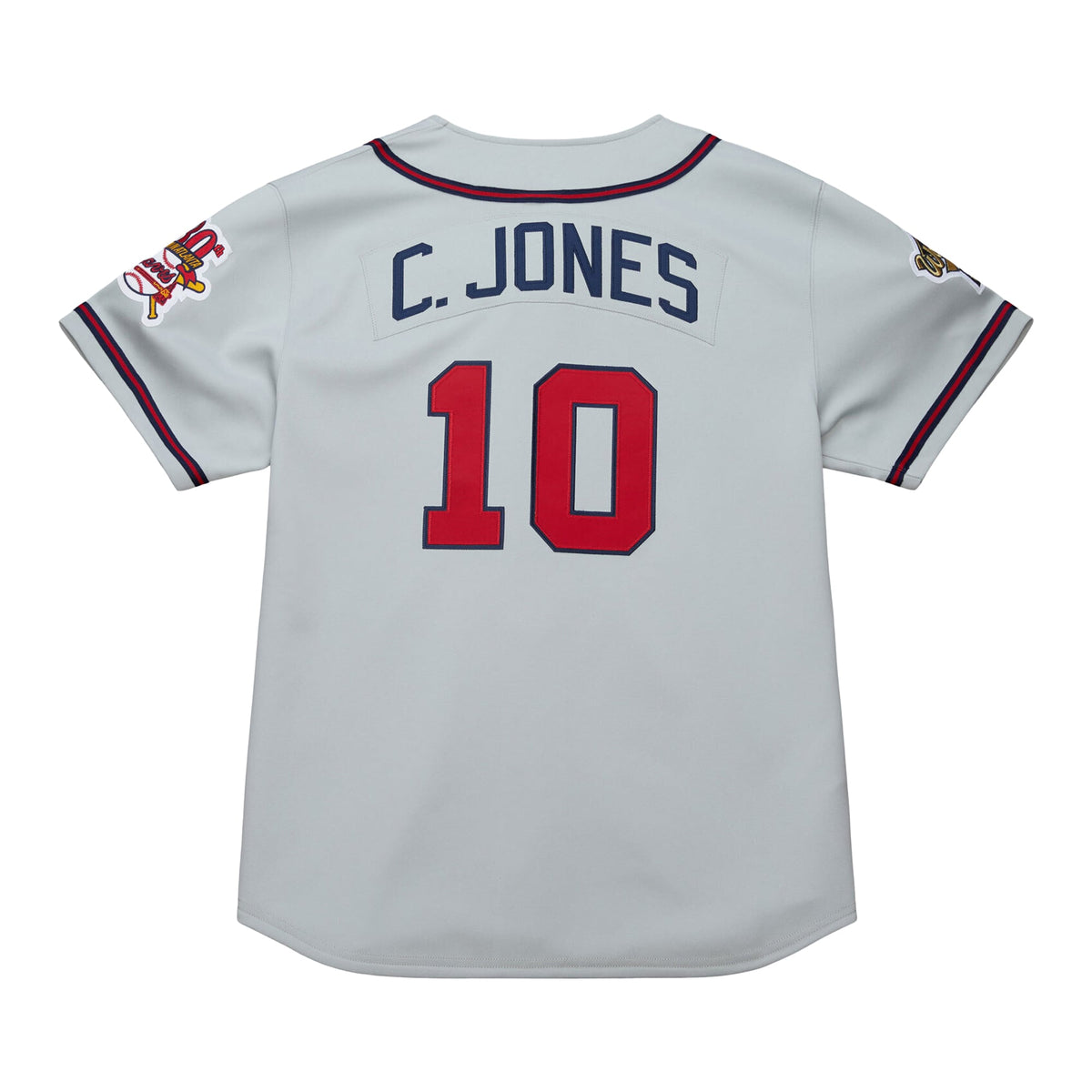 Men's Atlanta Braves Chipper Jones Mitchell & Ness Gray 1995 Throwback Authentic Jersey