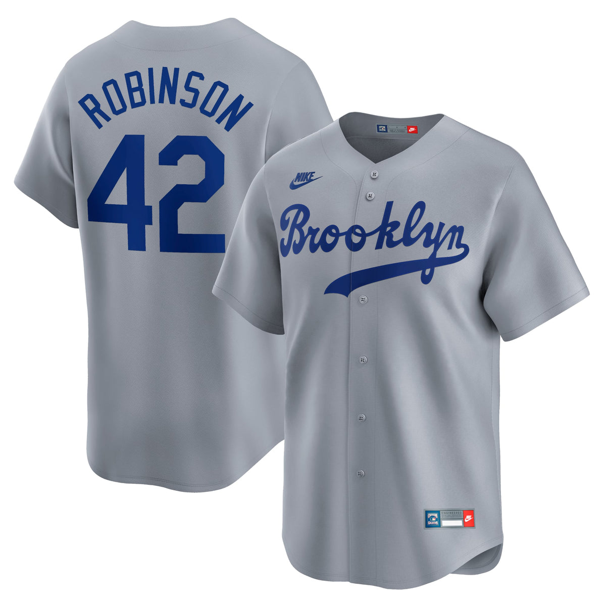 Men's Brooklyn Dodgers Jackie Robinson Nike White Throwback Cooperstown Collection Limited Jersey