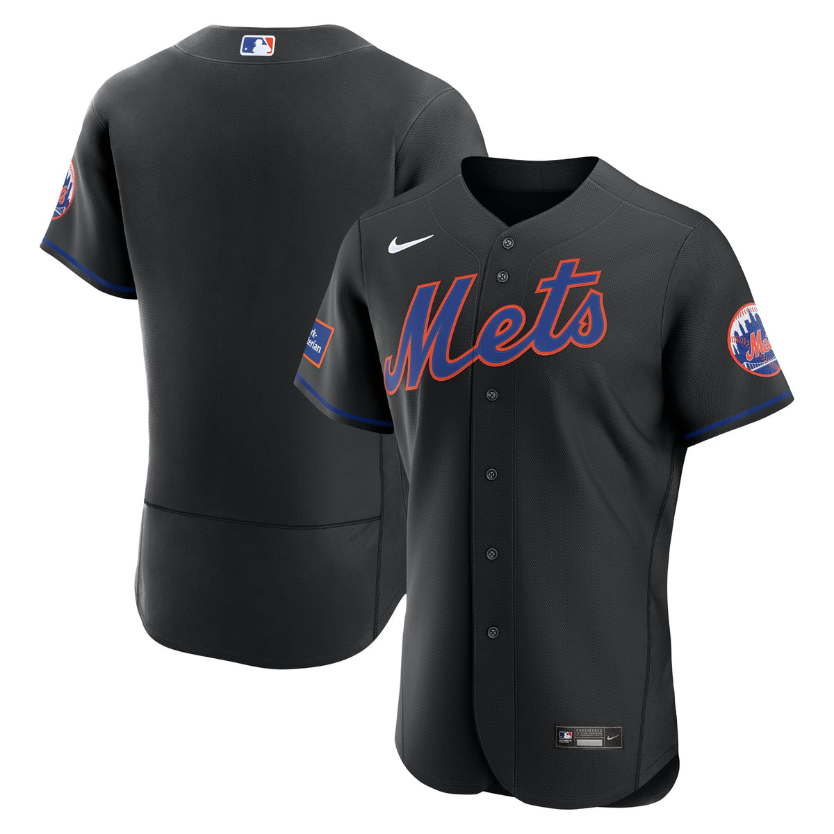 Men's New York Mets Nike White Home Sponsor Patch Authentic Jersey