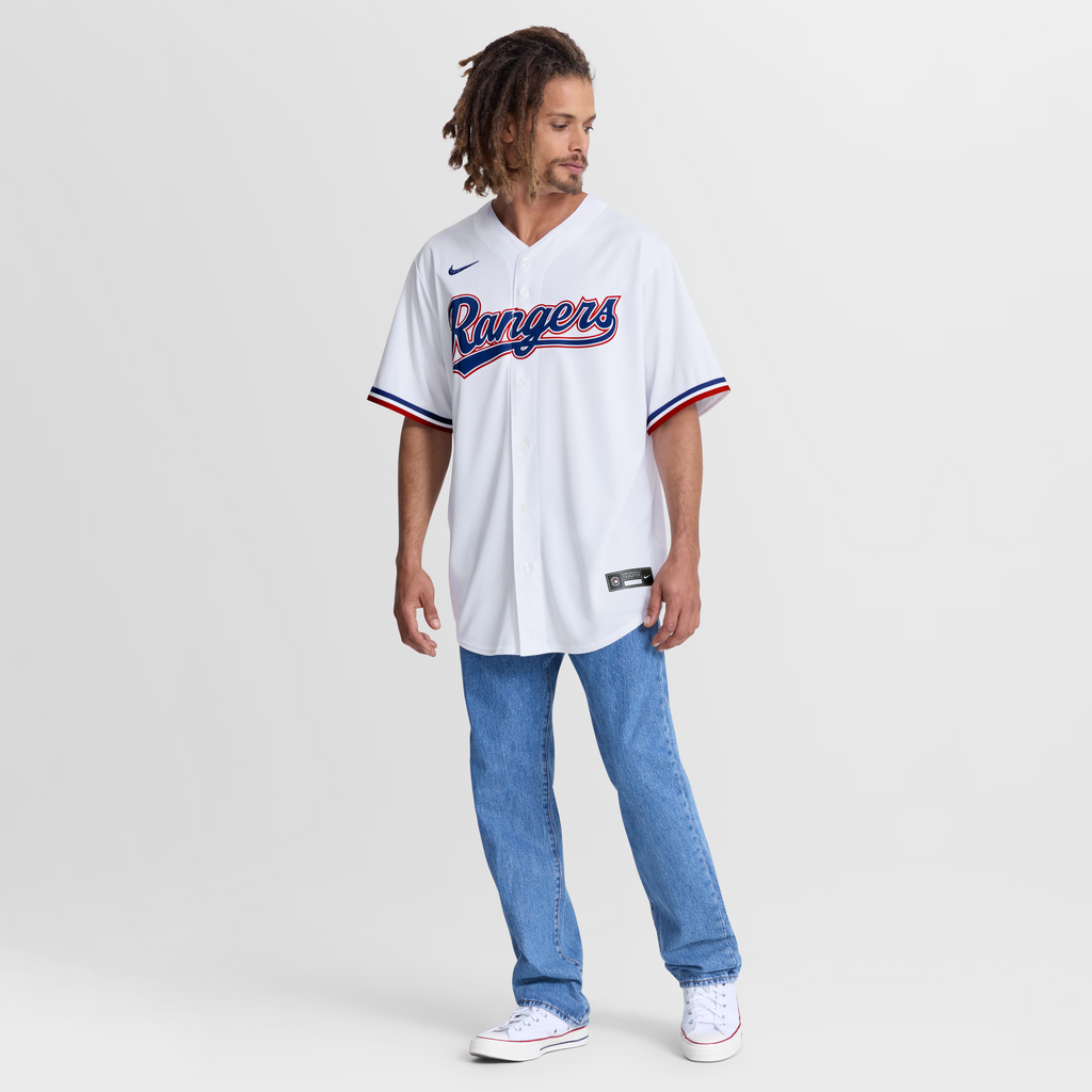 Men's Texas Rangers Wyatt Langford Nike White Home Replica Jersey