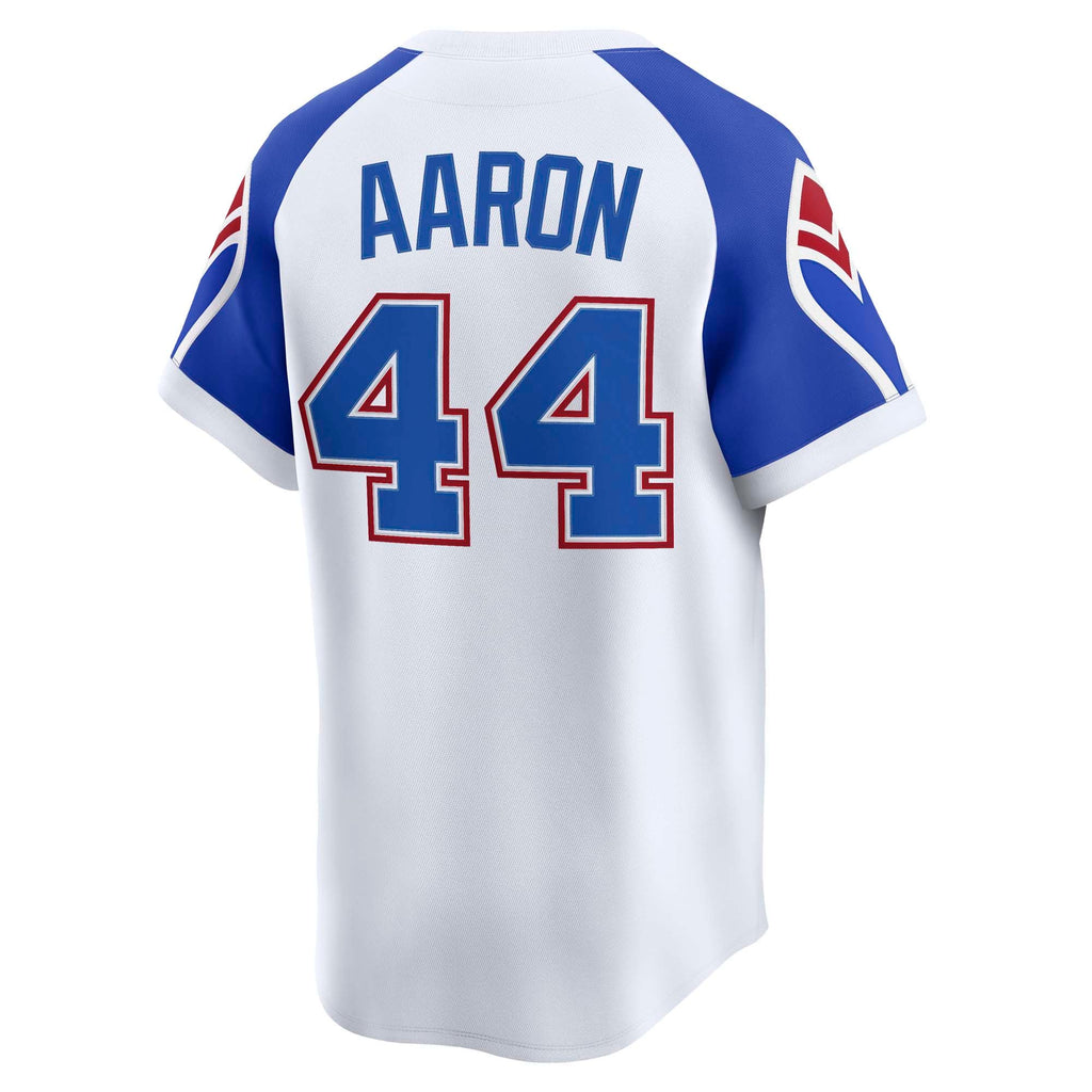 Men's Atlanta Braves Hank Aaron Nike White Throwback Cooperstown Collection Limited Jersey
