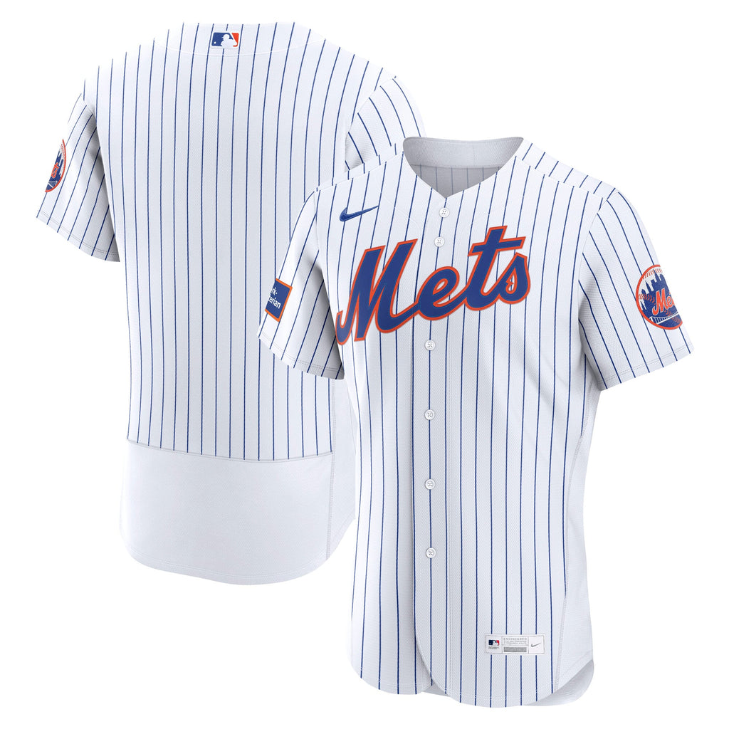Men's New York Mets Nike White Home Sponsor Patch Authentic Jersey