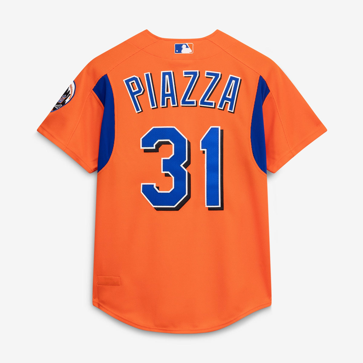 Men's New York Mets Mike Piazza Mitchell & Ness Orange Cooperstown Collection Mesh Batting Practice Button-Up Jersey