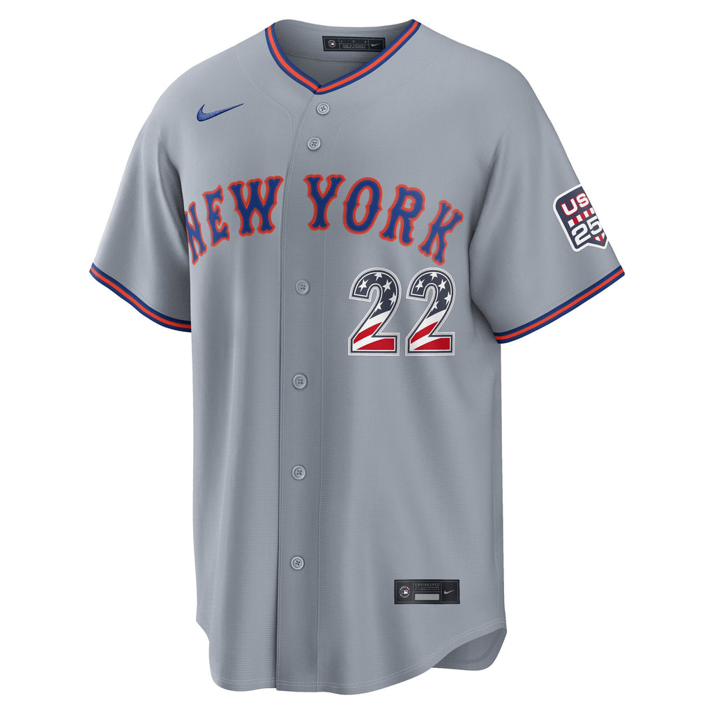 Fourth of July Men's New York Mets Juan Soto Nike Gray USA 250 Stadium Jersey