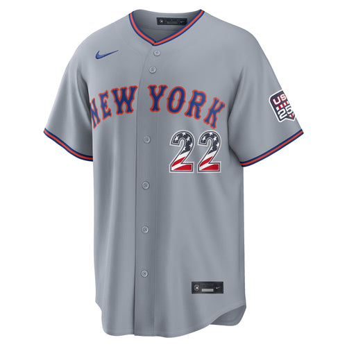 Fourth of July Men's New York Mets Juan Soto Nike Gray USA 250 Stadium Jersey