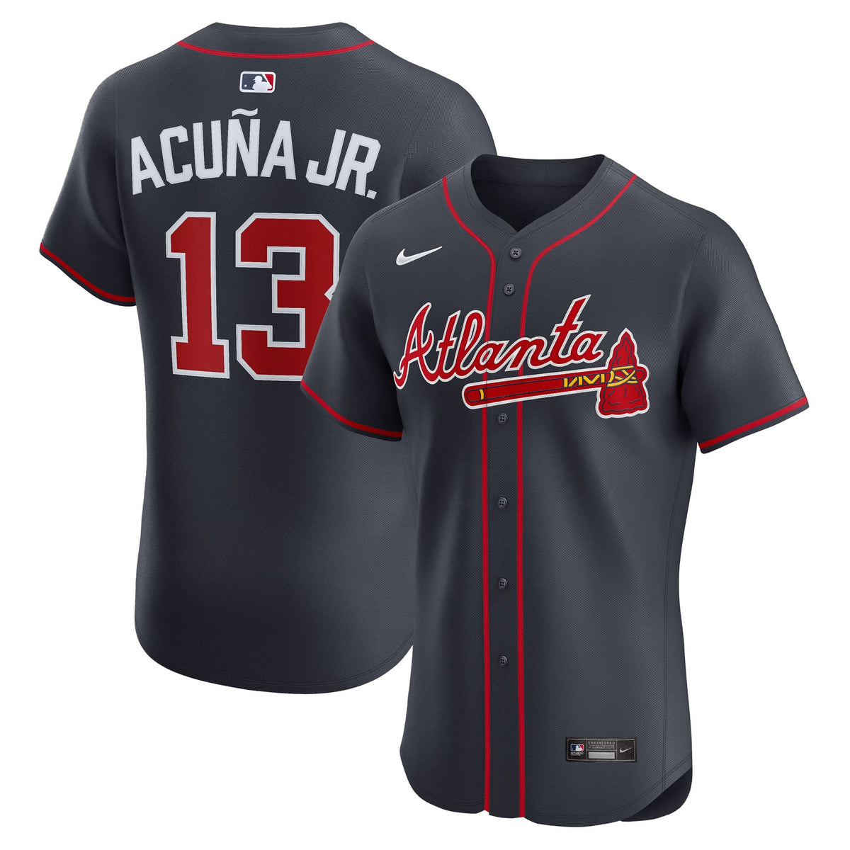 Men's Atlanta Braves Ronald Acuña Jr. Nike Navy Alternate Elite Jersey
