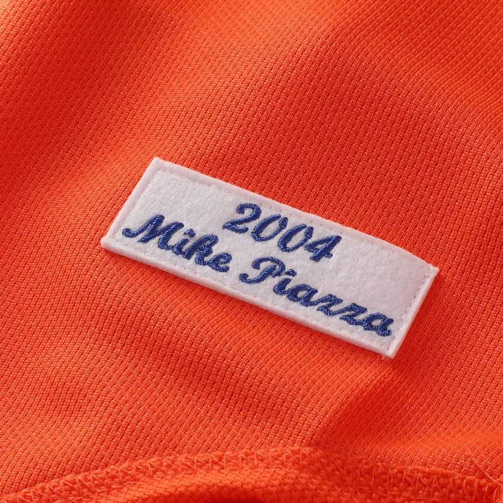 Men's New York Mets Mike Piazza Mitchell & Ness Orange Cooperstown Collection Mesh Batting Practice Button-Up Jersey