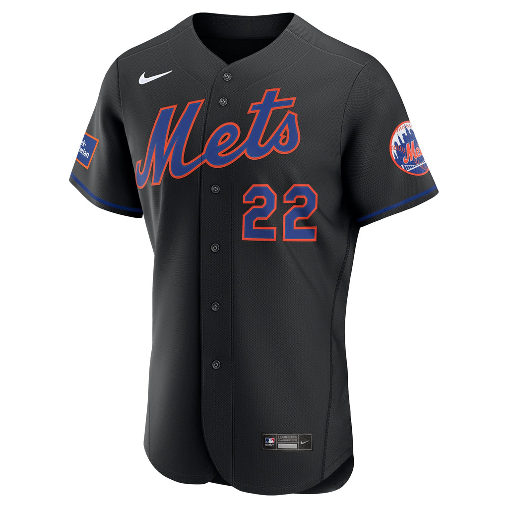 Men's New York Mets Juan Soto Nike Black Alternate Authentic Sponsor Patch Jersey