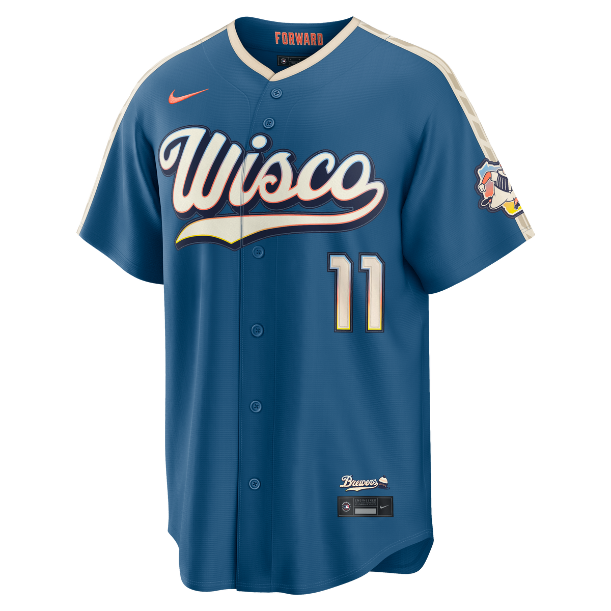 Men's Milwaukee Brewers Jackson Chourio Nike Mineral Blue 2026 City Connect Stadium Jersey