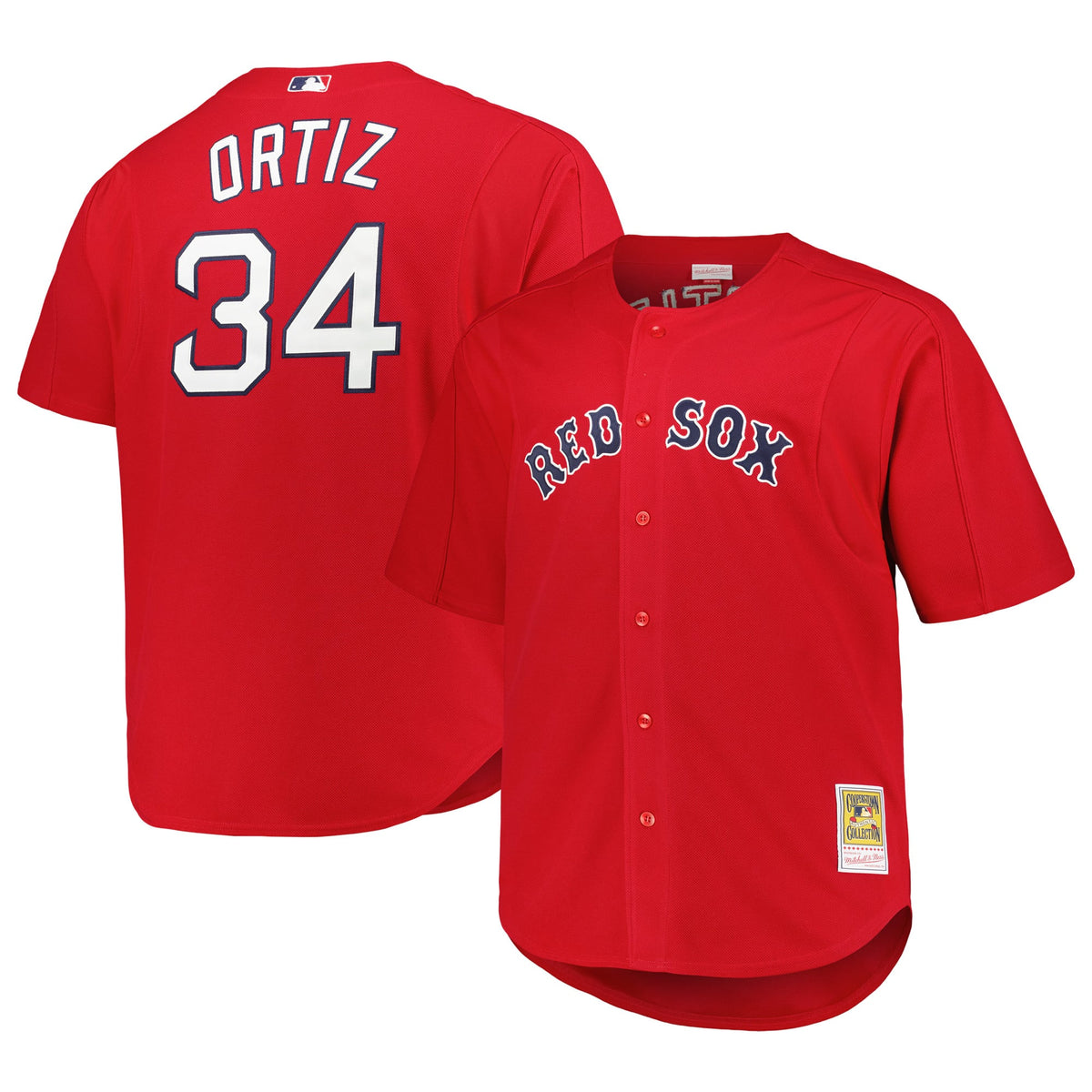 Men's Boston Red Sox David Ortiz Mitchell & Ness Kelly Green Big & Tall Cooperstown Collection Mesh Batting Practice Jersey