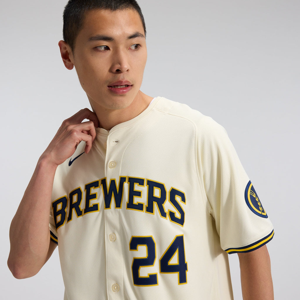 Men's Milwaukee Brewers William Contreras Nike Cream Home Limited Player Jersey