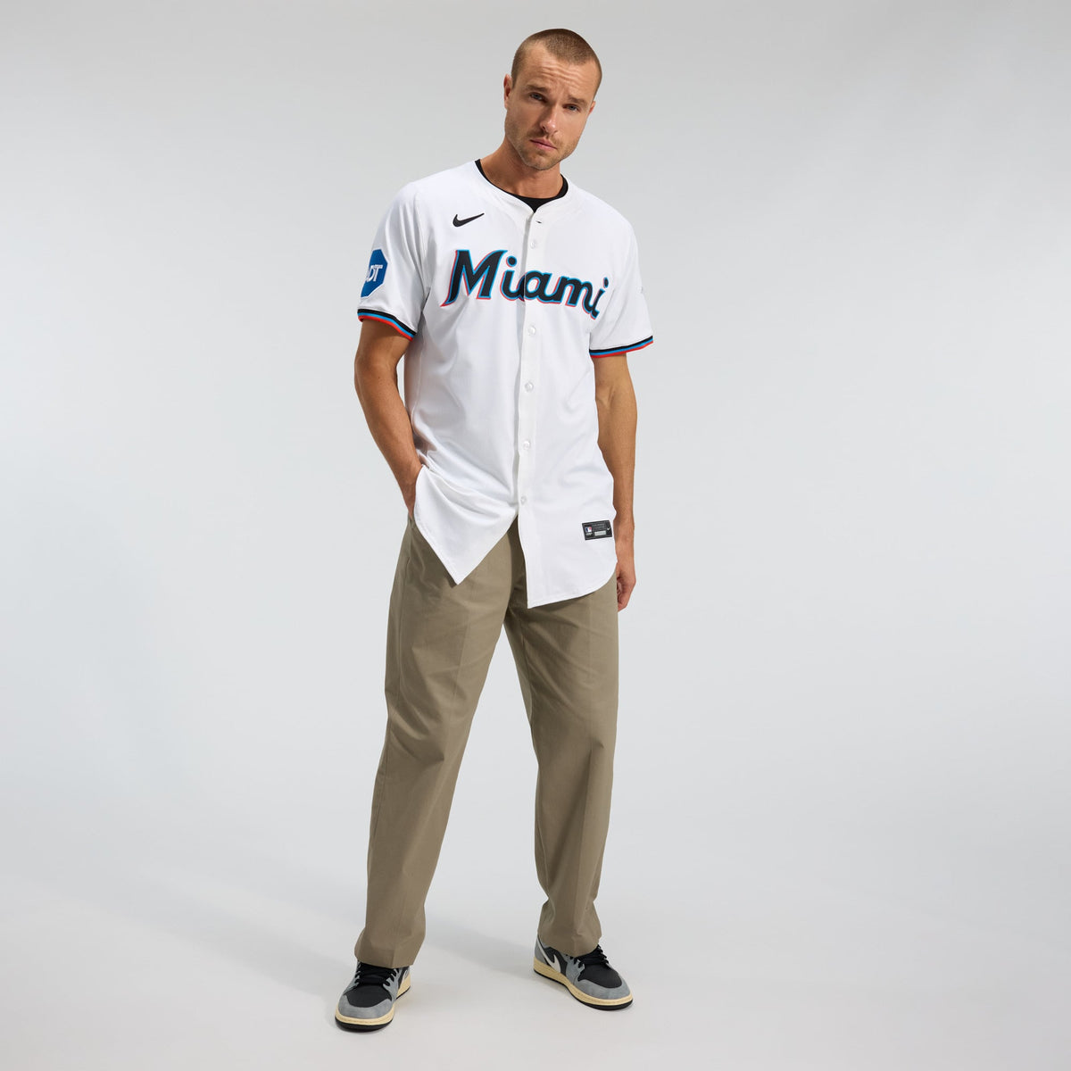 Men's Miami Marlins Nike White Home Elite Jersey
