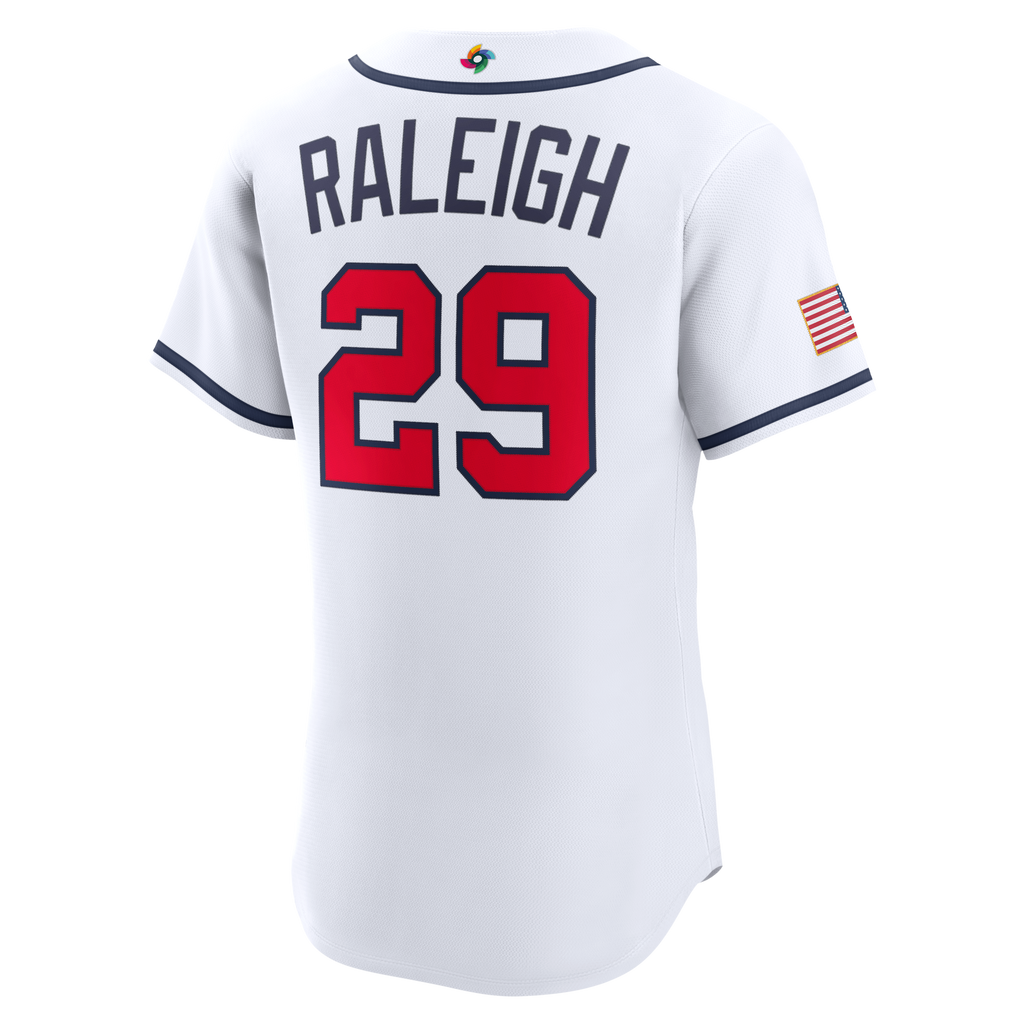 Men's USA Baseball Cal Raleigh Nike White 2026 World Baseball Classic Home Authentic Jersey