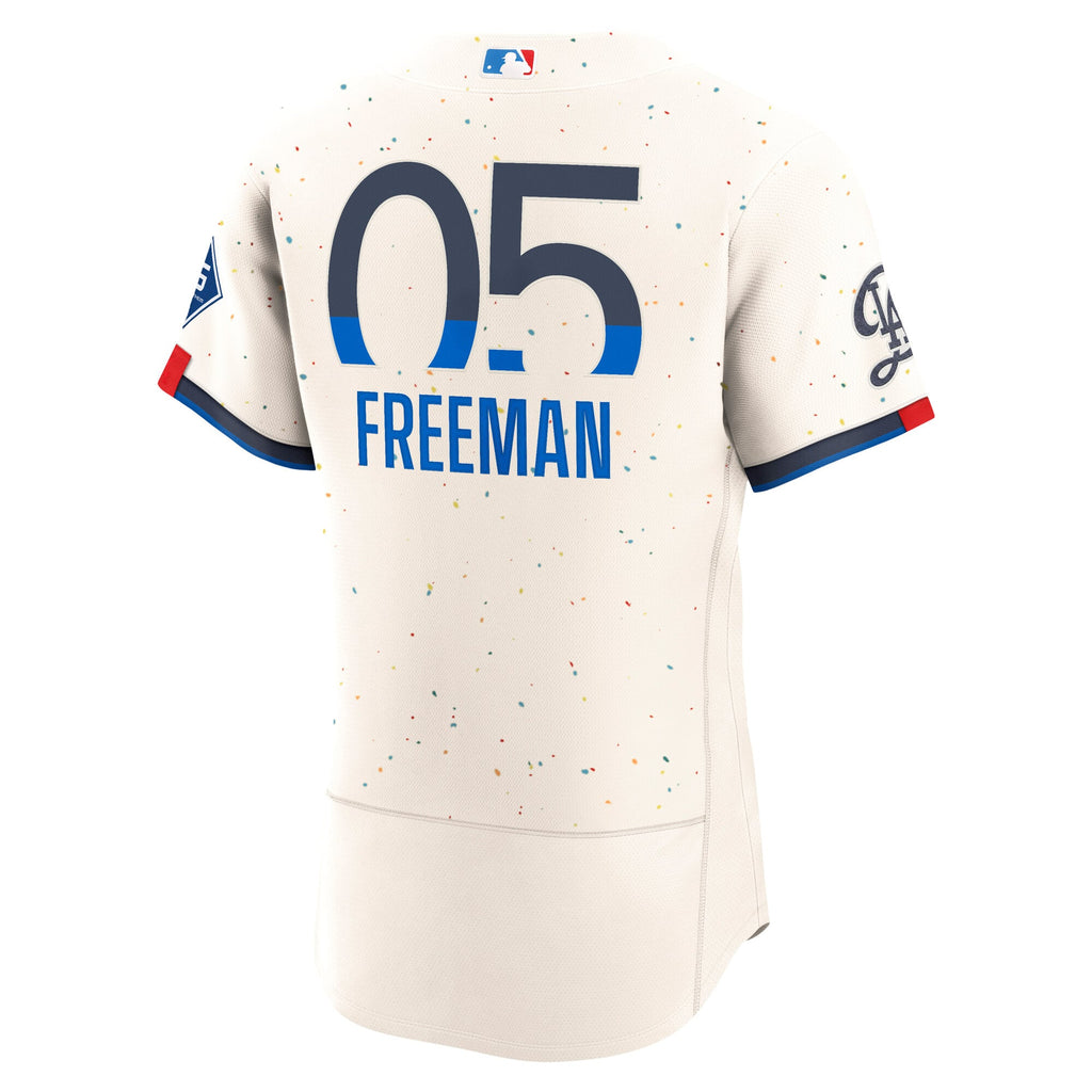 Men's Los Angeles Dodgers Freddie Freeman Nike Cream City Connect Authentic Sponsor Patch Jersey