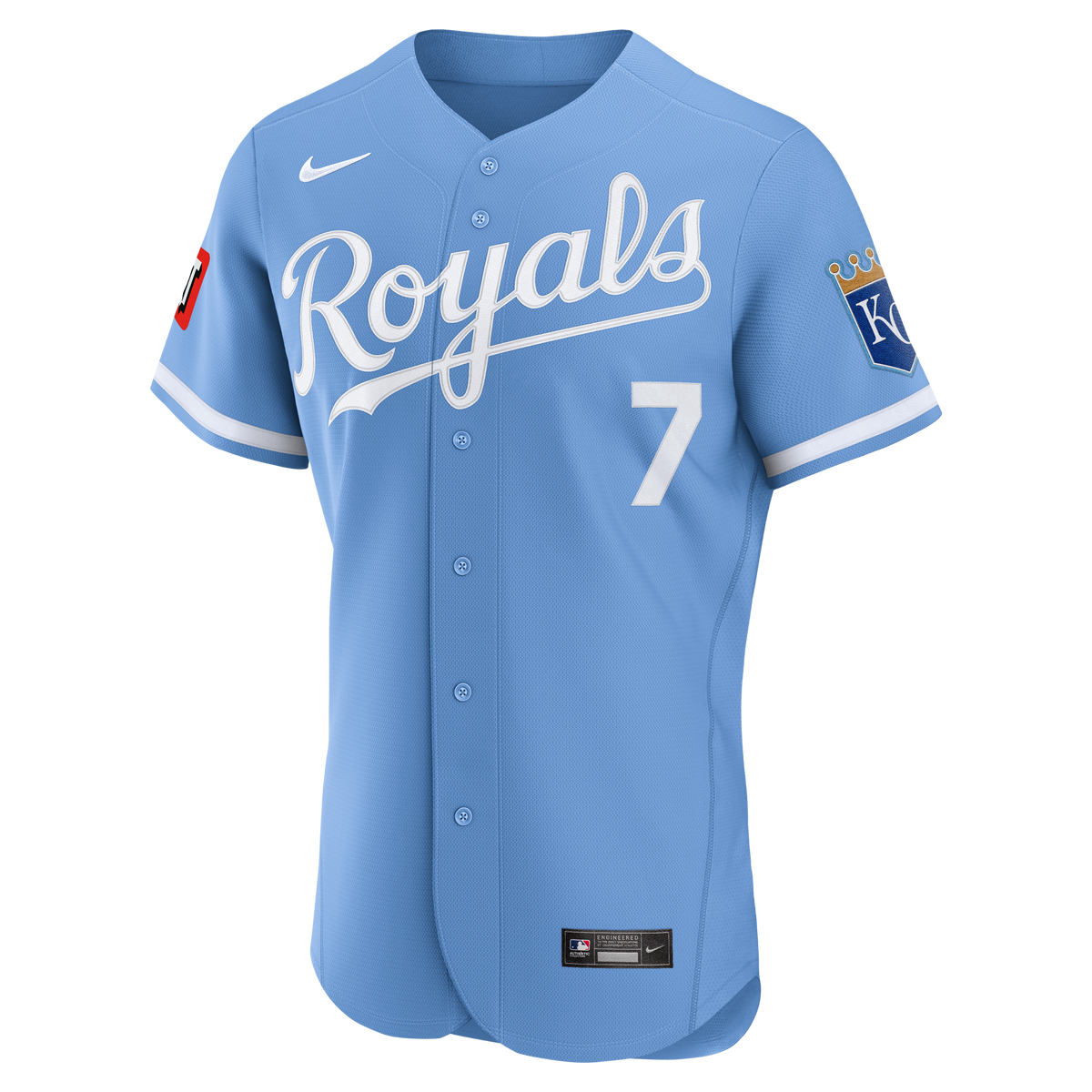 Men's Kansas City Royals Bobby Witt Jr. Nike Light Blue Alternate Authentic Sponsor Patch Jersey